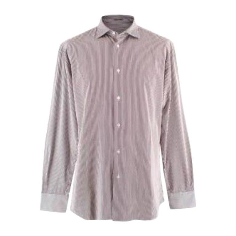 Bottega Brown and White Striped Cotton Shirt For Sale at 1stDibs