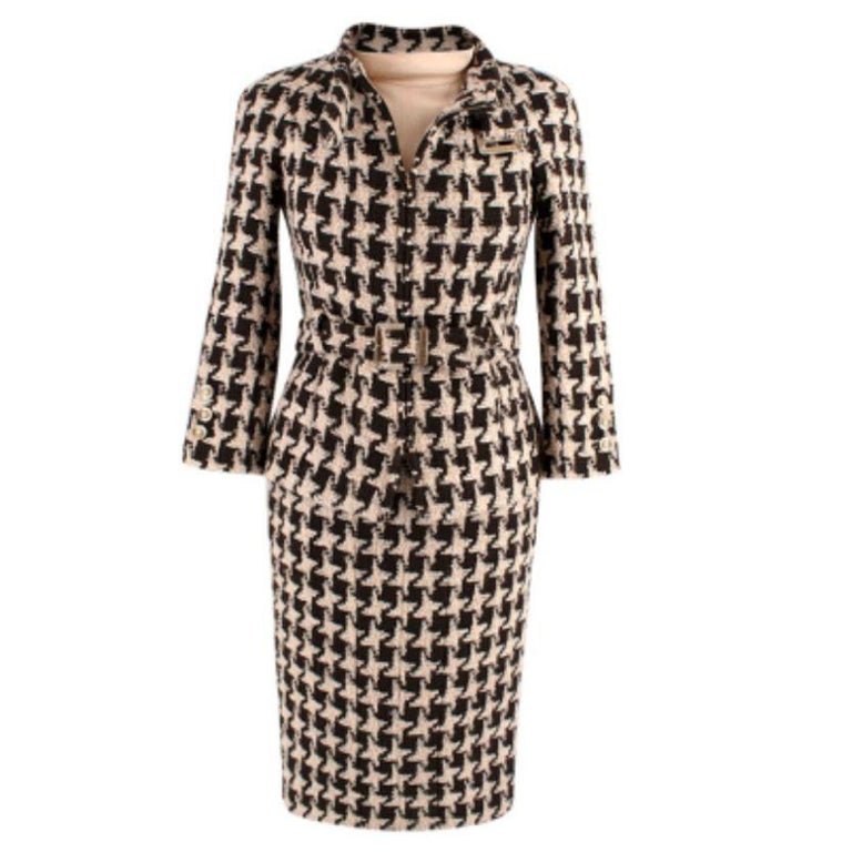 chanel black and white tweed dress