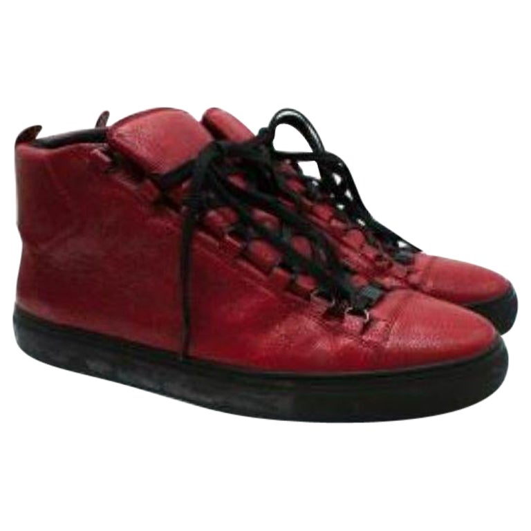 Balenciaga Red Leather Arena High-top Sneakers For Sale at 1stDibs