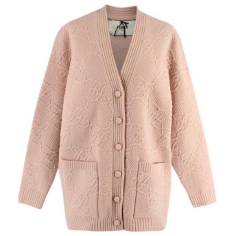 Fendi 2025 V-neck Cardigan Cherry Pink Wool main image 1
