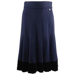 Chanel 14A pre fall Paris Dallas Navy Wool Runway Skirt