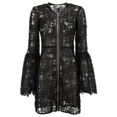 Alexander McQueen MCQ Black Lace Sheer Full Zip Dress Size S