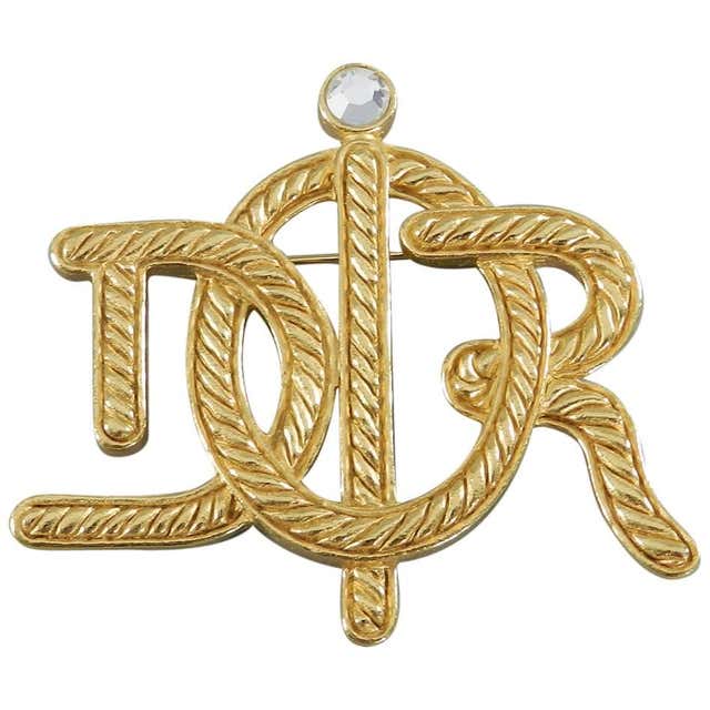 Vintage Christian Dior Monogram Large Brooch at 1stDibs