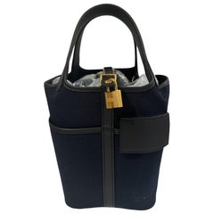 Hermès Picotin Cargo 18 Toile bleu marine et noir Swift Toile Gold Hardware