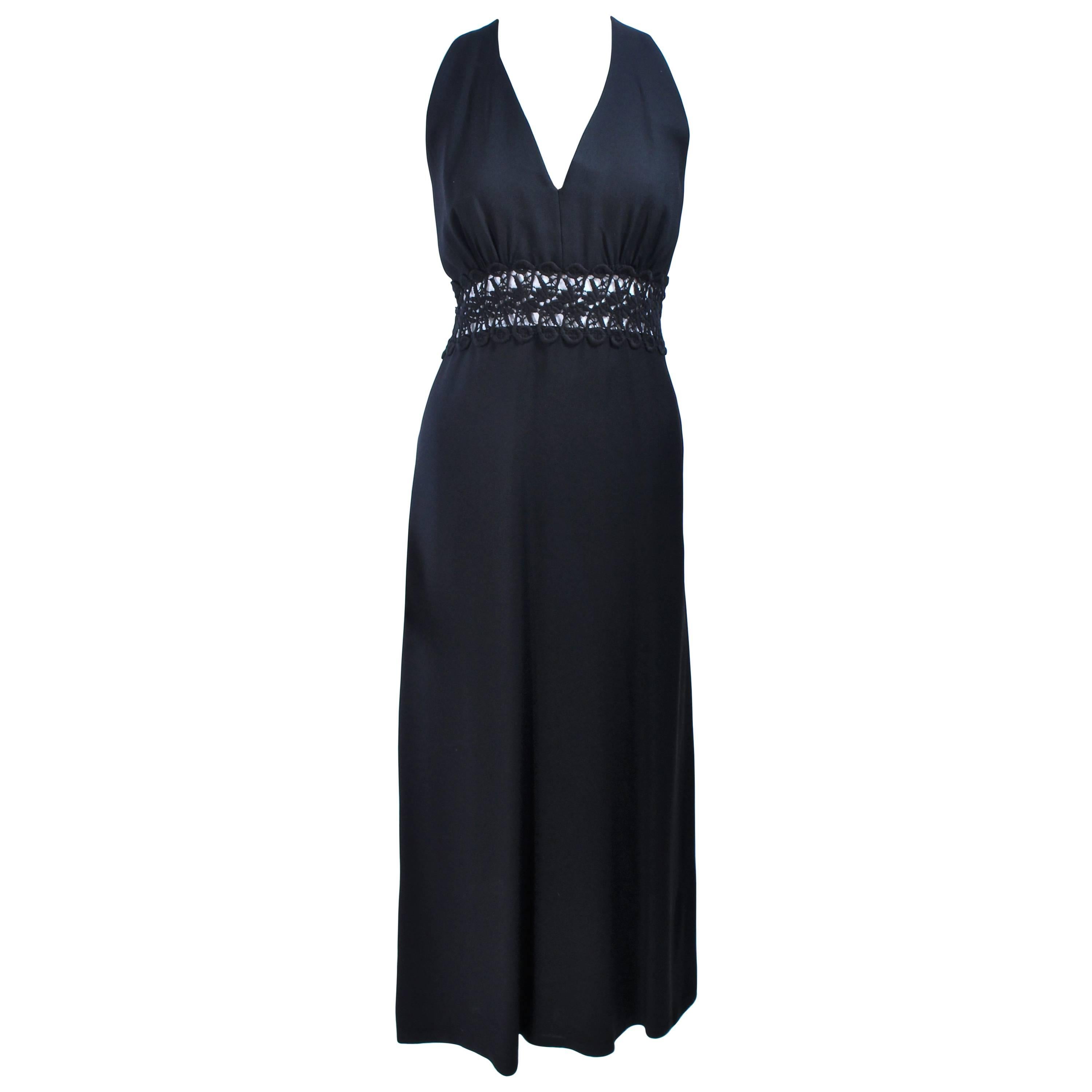ALGO Maxi abito in pizzo nero anni '70 taglia 4 in vendita