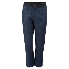 Miu Miu Dark Blue Denim Beaded Detail Tapered Jeans Size XXS