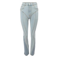Mugler Jeans a spirale in denim blu chiaro a vita alta taglia S