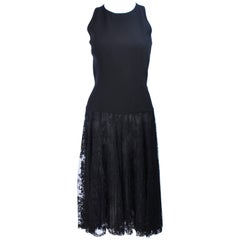VALENTINO Black Silk and Lace Cocktail Dress with Rhinestones Size 8