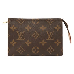 LOUIS VUITTON Monogram Toiletry Pouch 15 Canvas Case Bag Zipper Vachetta Leather