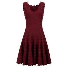 Mini abito senza maniche Alaia Burgundy Heart Jacquard Taglia L.