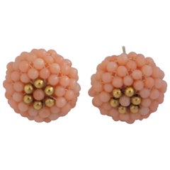 18kt Gold pink coral earrings