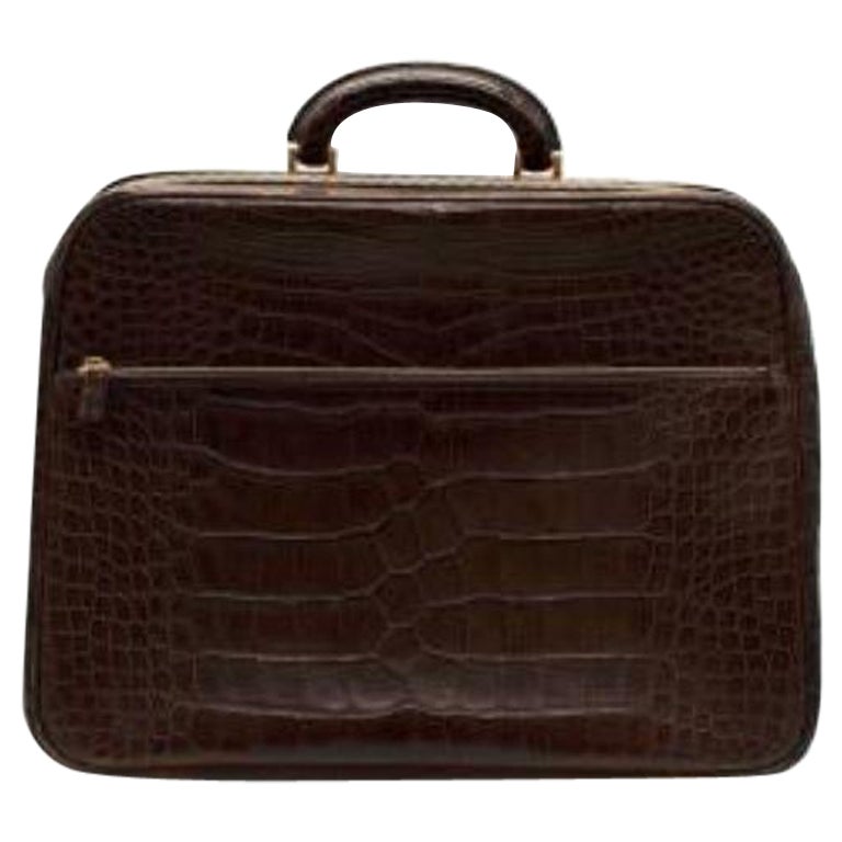 Valextra Matte Brown Alligator Briefcase For Sale at 1stDibs