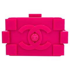 Used Chanel 2014 Pink Lego Brick Minaudière Plexiglass Clutch Shoulder Bag RHW 67522