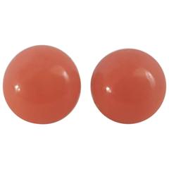 18kt Gold Red Coral Earrings
