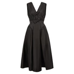 Black Bow Detail V-Neck Midi-Length Dress Size M