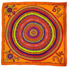 Hermes Orange Multi Tohu Bohu Cashmere and Silk Shawl by Claudia Stuhlhof-Mayr