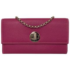 Tiffany & Co. Magenta Small City Clutch With Palladium Plated Chain 