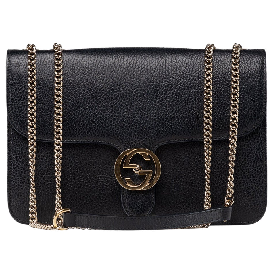 Gucci Dollar Calfskin Interlocking GG Bag Black For Sale