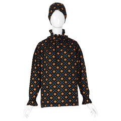Yves Saint Laurent "rive gauche" flower print 70s vintage blouse & scarf set