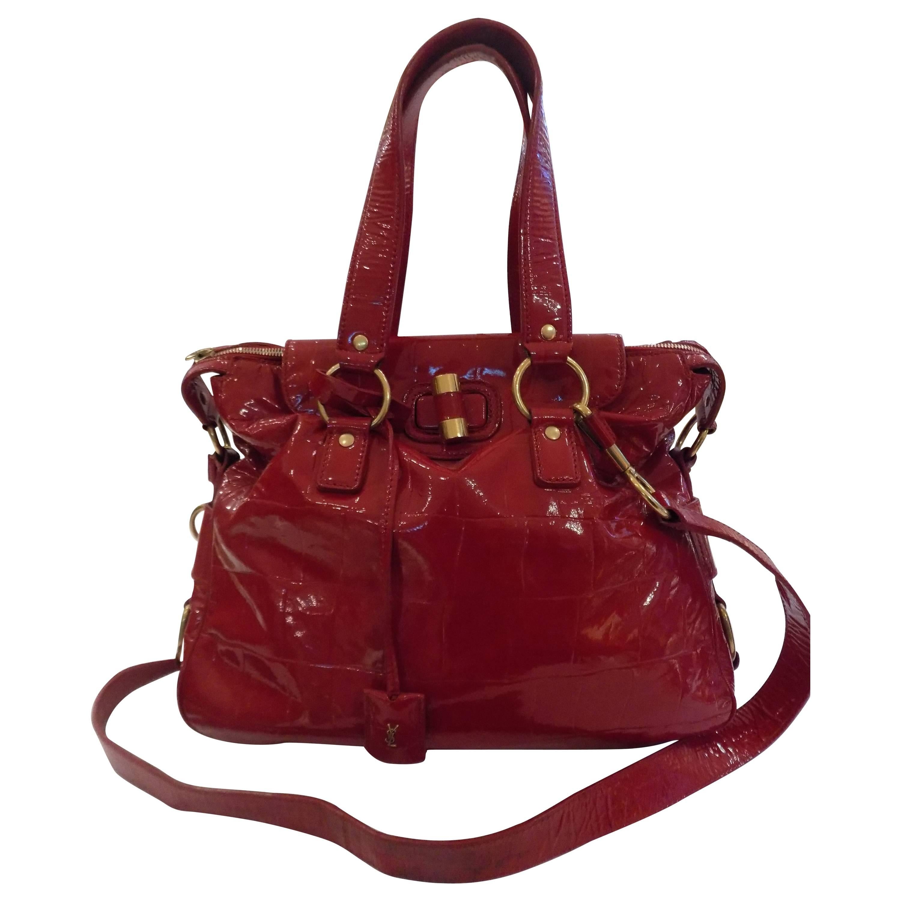 Yves Saint Laurent Red Varnish Leather Bag