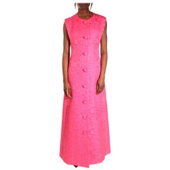 Christian Dior Paris Sleeveless vivid pink evening coat. Early  1960s