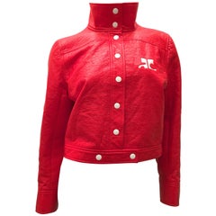 New Courreges Jacket - Orange / Red Patent Leather 