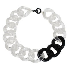 Angela Caputi Italy Choker Necklace Large Transparent and Black Resin Chain