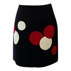 Vintage Moschino Black Polka Dot Mini Skirt the Nanny, Size 10
