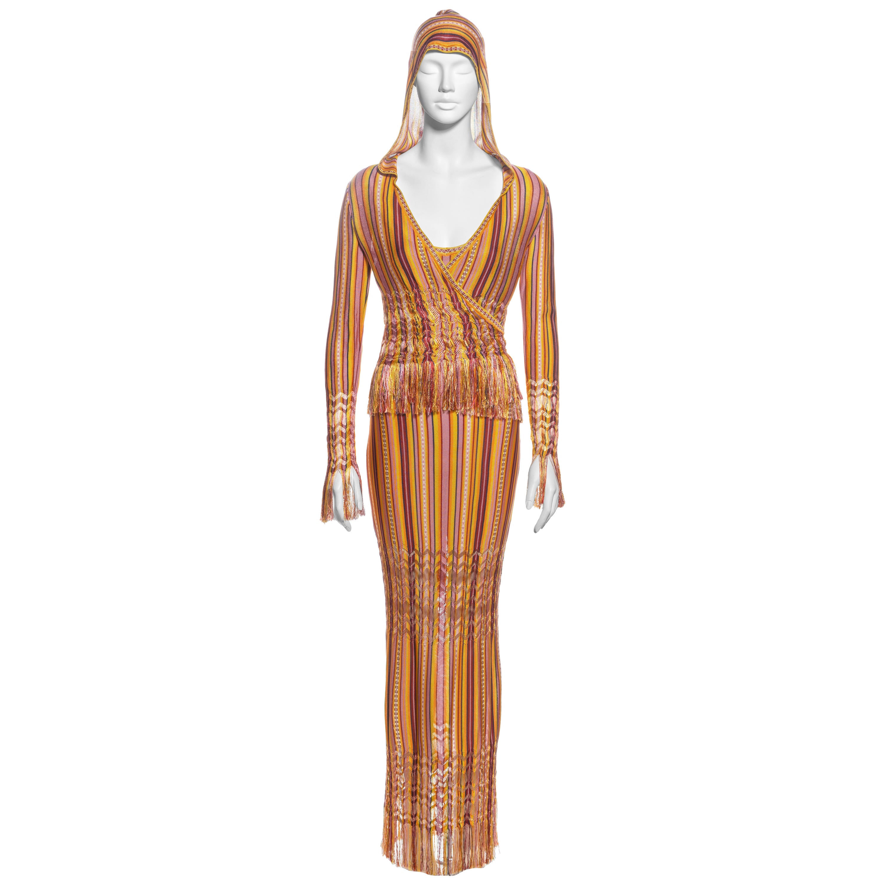 Christian Dior by John Galliano Striped Knit Maxi Dress and Cardigan, ss 2002 For Sale