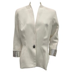 Vintage Thierry Mugler Couture 1990s White Jacket with Silver metallic details - Size 46