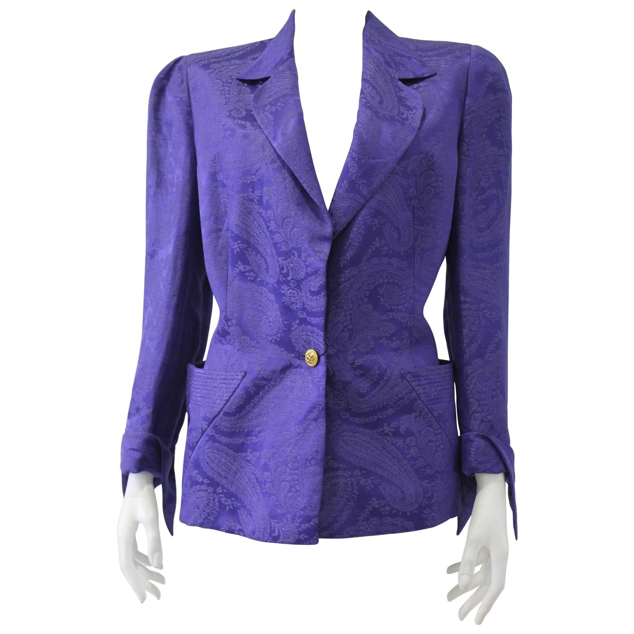 Important Gianni Versace Lachouri Silk Jacket With Triangle Pockets For Sale