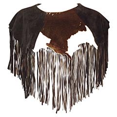 Amazing Vintage Ricky Nell Leather + Suede + Cow Hide Fringed Boho Bib Collar 8