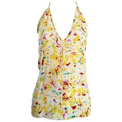 Emilio Pucci Brand New Rare Sold Out ' Splatter Paint ' Silk Sleeveless Blouse 11