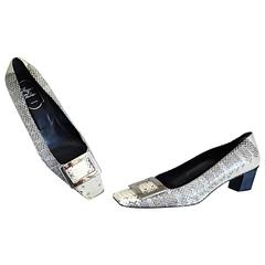 Roger Vivier Limited Edition Python Snakeskin Size 40 / 10 ' Belle ' Low Pumps 3