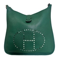 Hermes Vert Chartreuse Clemence Leather Evelyne II Crossbody Bag