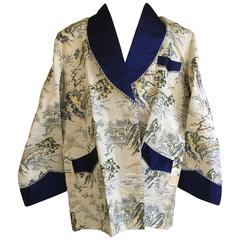Vintage 1950's Gentleman's Kimono Fabric Smoking Jacket Made in Japan 