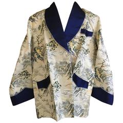 1950's Gentleman's Kimono Fabric Smoking Jacket Made in Japan