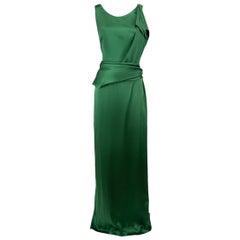 Emerald Beaded Straps Open Back Maxi Gown Size M