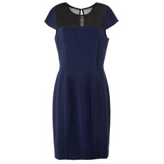 Navy Blue with Black Sheer Shoulder Detail Sleeveless Mini Dress Size XL