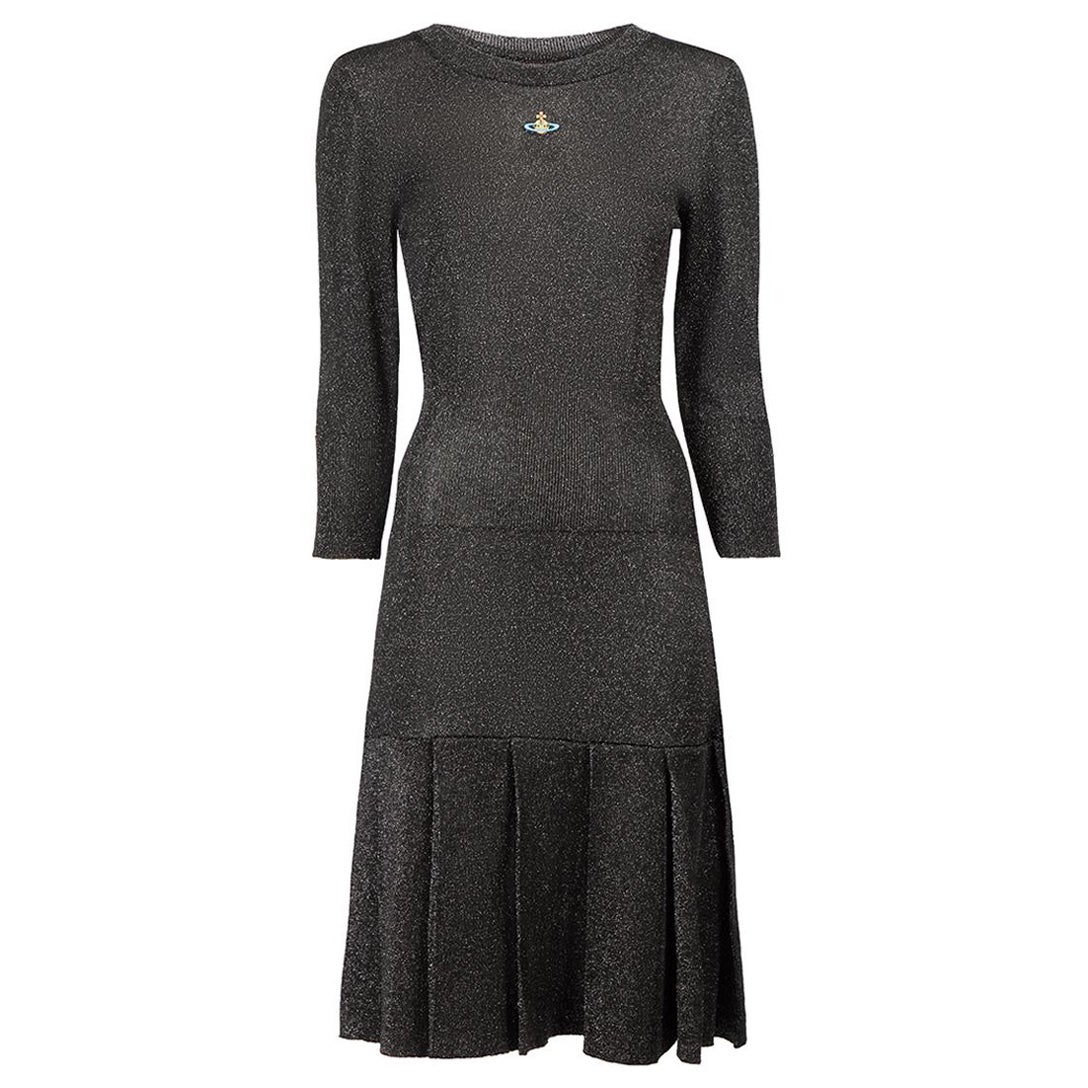 Vivienne Westwood Red Label Black Glitter Jersey Knee Length Dress Size L For Sale