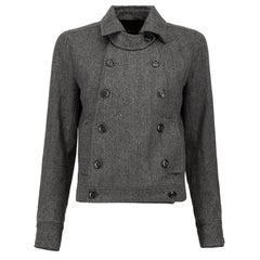 Charcoal Wool Herringbone Double Breasted Jacket Size S