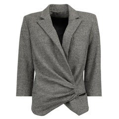 McQ Grey Tweed Ruched Wrap Blazer Size S