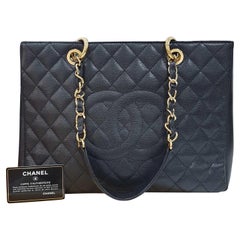 Chanel Grand  Black Caviar Shopping Tote Bag