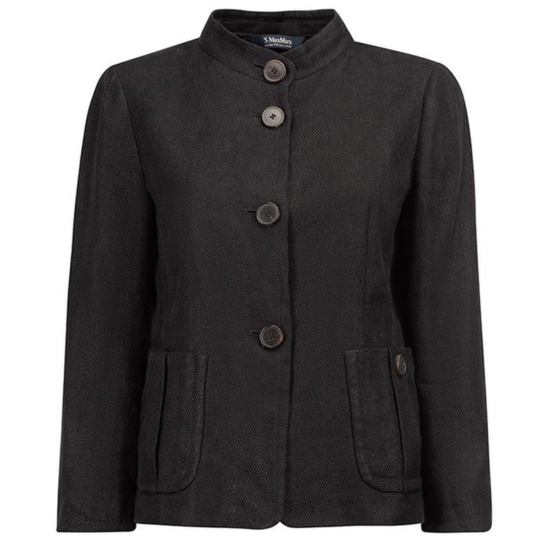 Louis Vuitton Leather Accent Snap Button Coat BLACK. Size 38