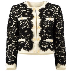 Cream & Black Lace Cropped Jacket Size S