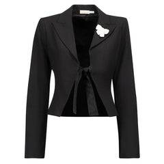 Black Sequin Bow Detail Cropped Blazer Size L