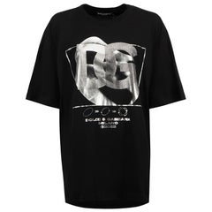 Black Cotton Silver Realtà Parallela Print T-Shirt Size S