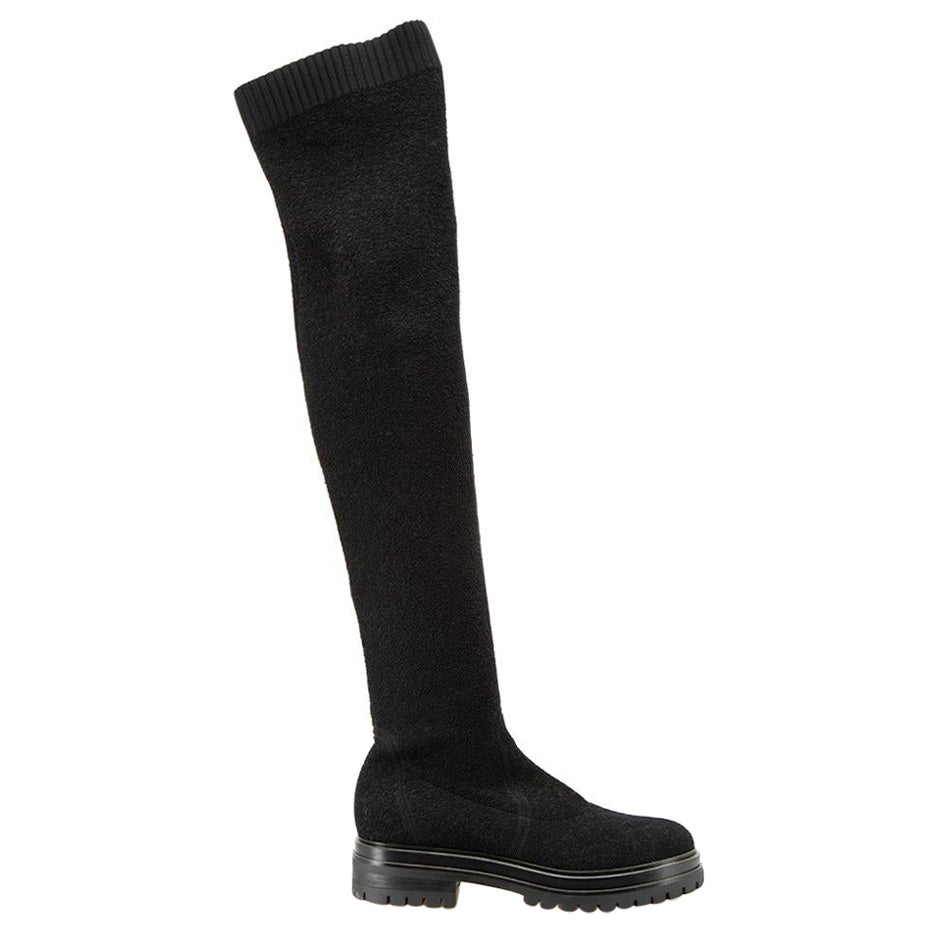 Black 20 Stretch Knit Over the Knee Boots Size IT 40 For Sale