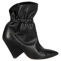 Black Leather Elasticated Ankle Boots Size IT 41