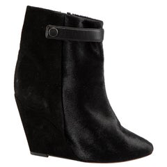 Black Pony Hair & Suede Wedge Boots Size IT 38